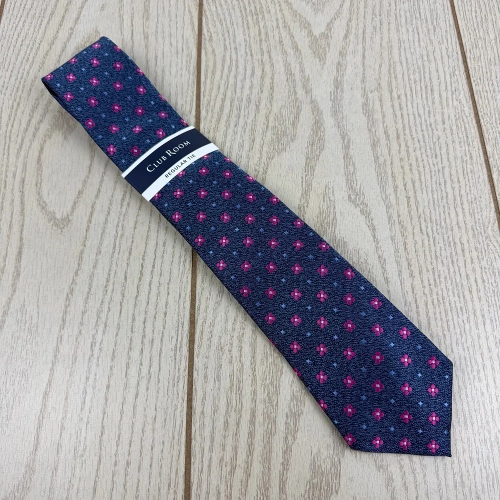 791 Club Room Men's Tie Ridgeway Neat 640 Rose & Blue $55 Polyester